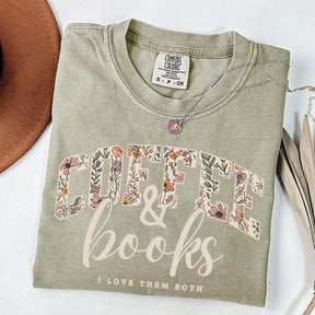 Coffee And Books Floral T-Shirt