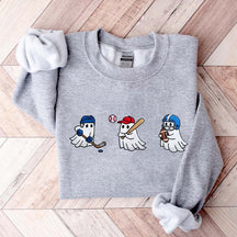Printed Halloween Ghost Hockey Baseball Football Sweatshirt