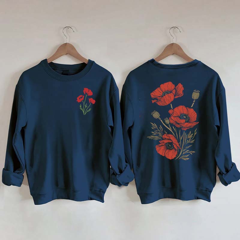 Red Poppies Floral Sweatshirt