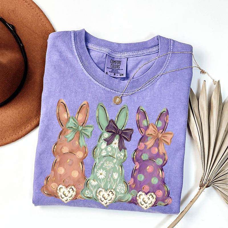 Easter Bunnies Hand-Painted T-Shirt