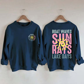 Boat Waves Sun Rays Lake Days Sweatshirt