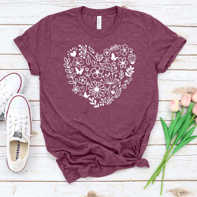 Cute Wildflowers Heart Plant Mama T-Shirt