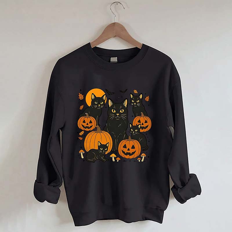Halloween Cat And Pumpkin Sweatshirt