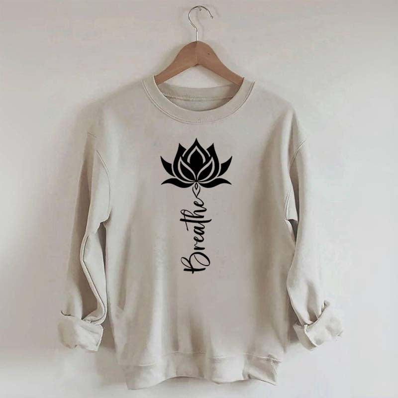 Trendy Yoga Flower Lotus Breathe Sweatshirt