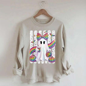 Preppy Ghost Coquette Leopard Girly Sweatshirt