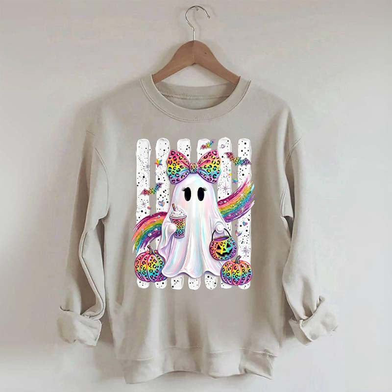Preppy Ghost Coquette Leopard Girly Sweatshirt