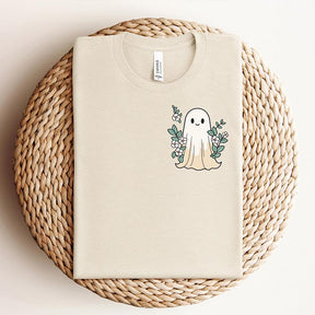 Floral Ghost Halloween Pocket T-Shirt