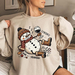 Snowman Wine Christmas Cheers Sweatshirt