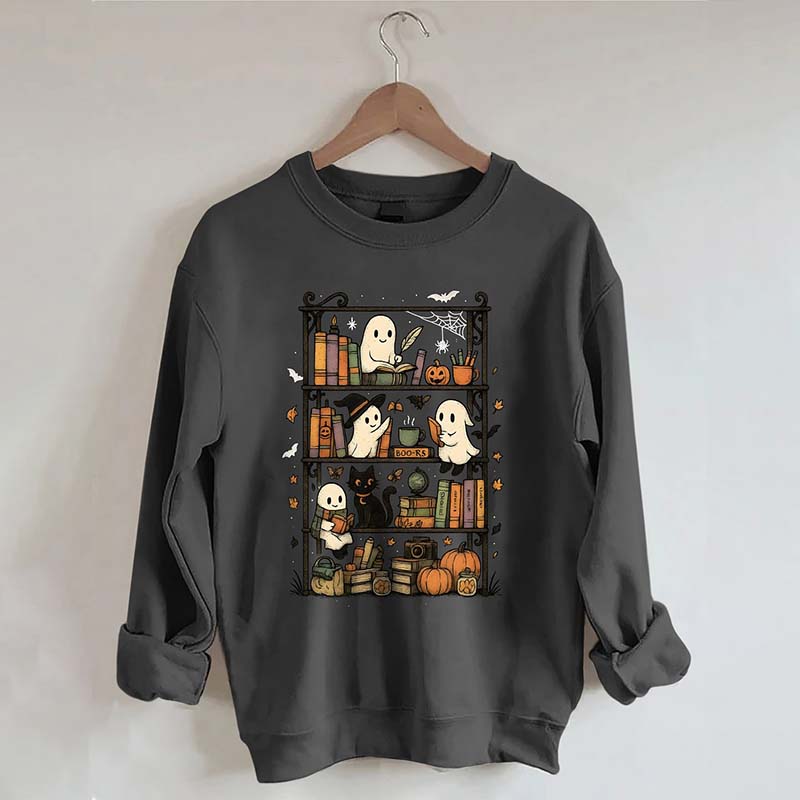 Retro Halloween Bookshelf Sweatshirt