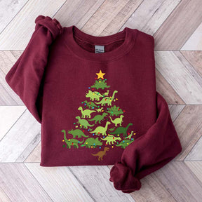 Dinosaur Christmas Tree Xmas Sweatshirt