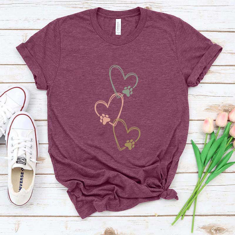 Dog Paw Heart Cat T-Shirt