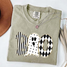 Retro Ghost Boo Halloween Black And White T-Shirt