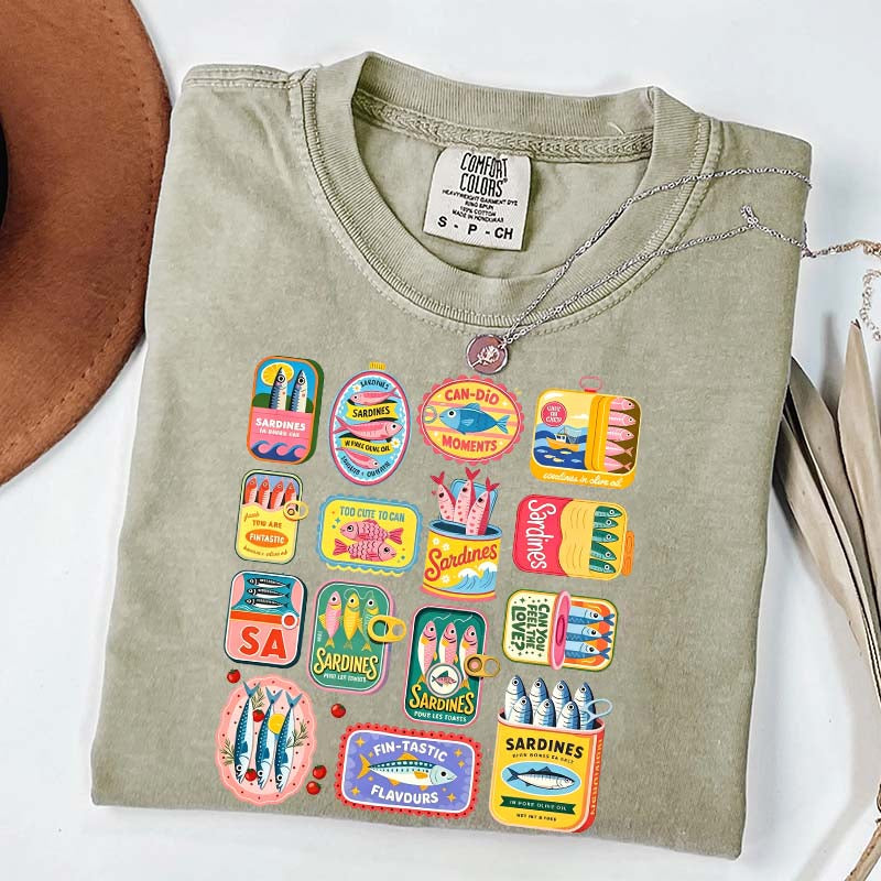 Vintage Sardine Can Mediterranean Food T-Shirt