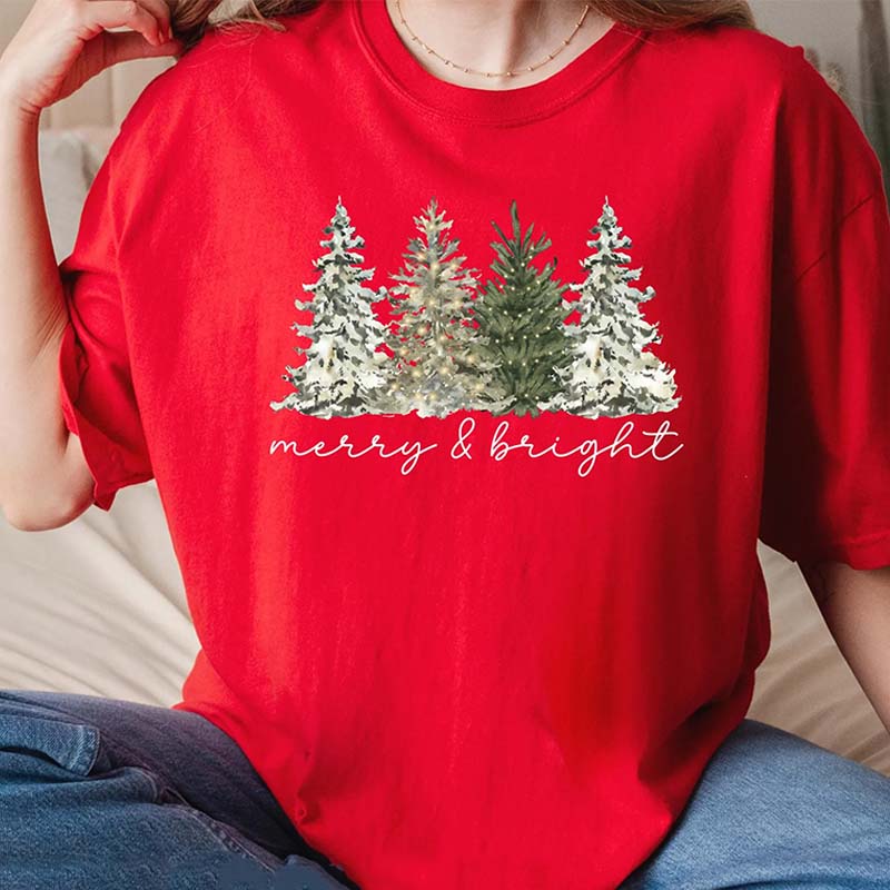 Cute Merry & Bright Christmas Tree T-Shirt