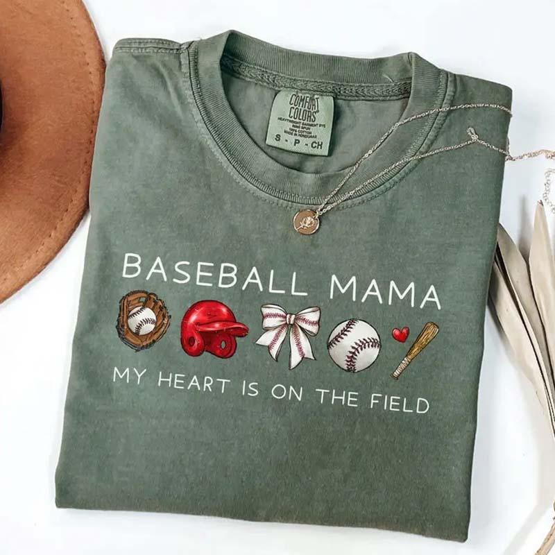 Baseball Mama My Heart Is On The Field T-Shirt