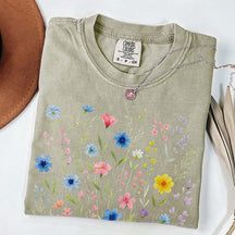 Wildflowers Vintage Blue Style T-Shirt