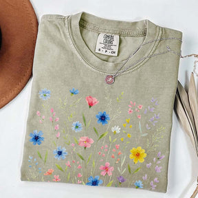 Wildflowers Vintage Blue Style T-Shirt