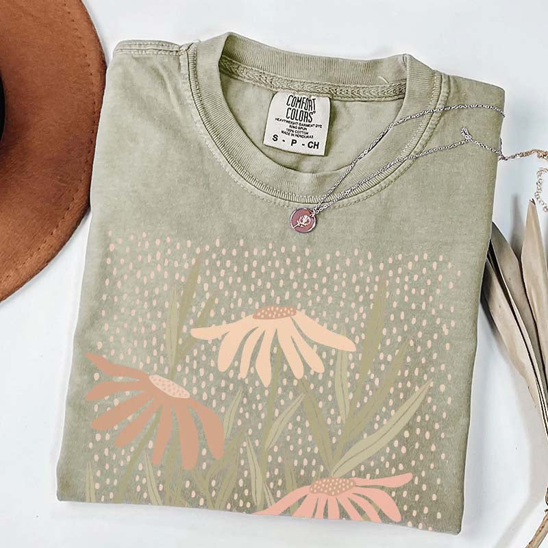 Boho Floral Abstract Botanical Aesthetic T-Shirt