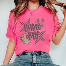 Checkered Star Sports Baseball Game Day T-Shirt