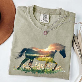 Comfort Colors Floral Horse Lover Cute T-Shirt
