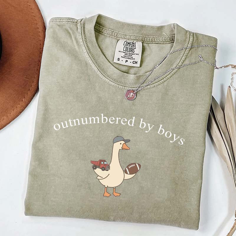 Outnumbered by Sons Mom Goose T-Shirt