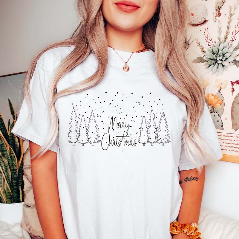 Cute Merry & Bright Christmas Tree T-Shirt