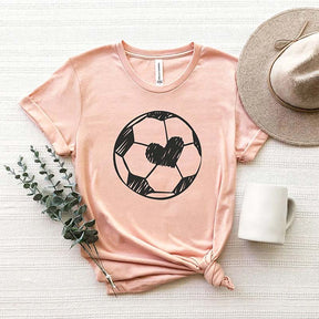 Cute Soccer Ball Heart Graphic T-Shirt