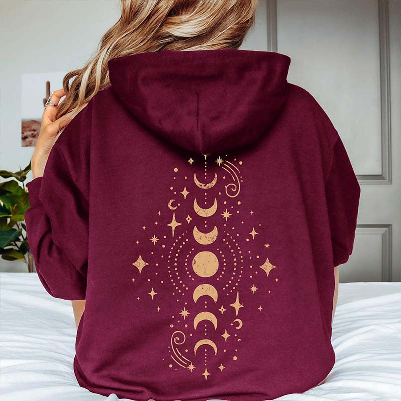 Vintage Celestial Vertical Moon Phase Hoodie
