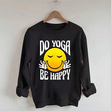Do Yoga Be Happy Retro Face Fun Sweatshirt