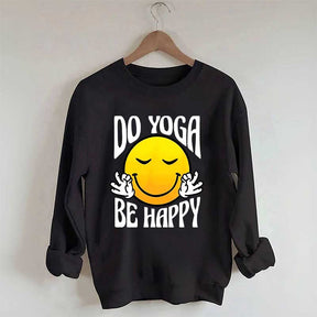 Do Yoga Be Happy Retro Face Fun Sweatshirt