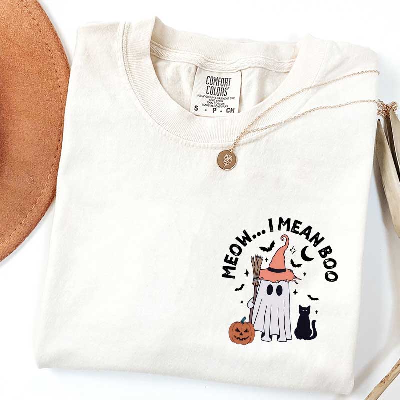 Ghost Cat Meow I Mean Boo T-Shirt