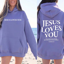 Jesus Loves You Trendy Bible Verse Hoodie