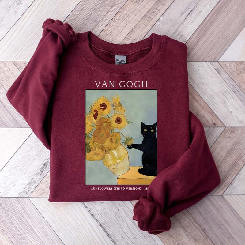 Van Gogh Black Cat Sweatshirt