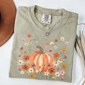 Autumn Floral Wildflower Pumpkin Season T-Shirt