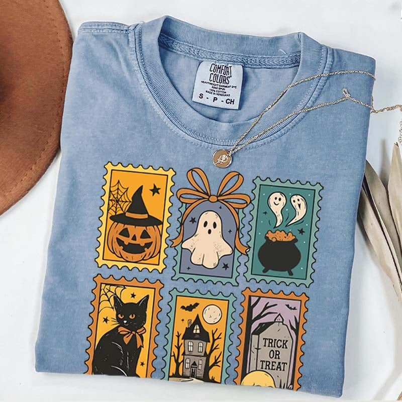 Halloween Cute Ghost Pumpkin Cat T-Shirt