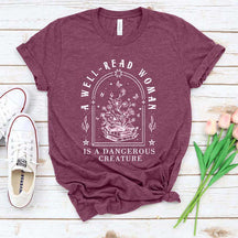 A Well Read Woman Is A Dangerous Creature Floral T-Shirt
