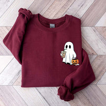 Cute Ghost Drinking Iced Coffee Sweatshirt