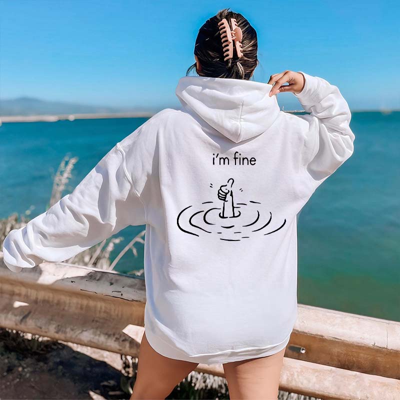 I'm Fine Back Print Hoodie