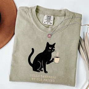 Black Cat Coffee Hello Darkness My Old Friend T-Shirt