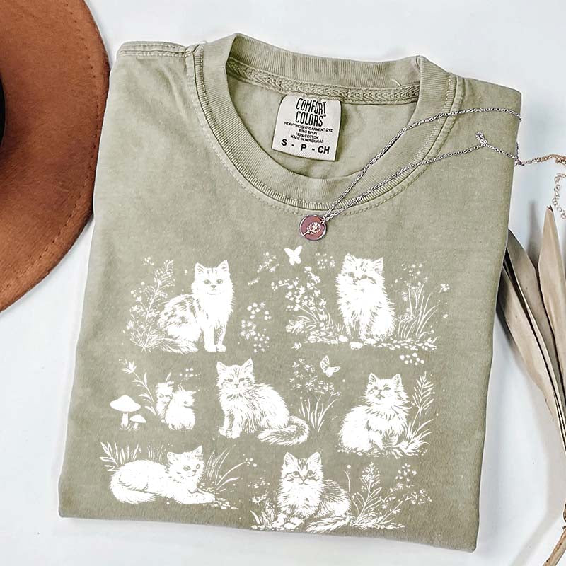 Vintage 90s Cats Pet Floral T-Shirt