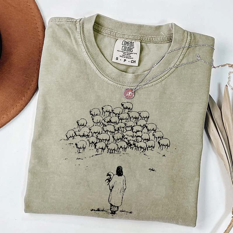 Jesus and Sheep Religious Women T-Shirt
