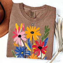 Colorful Floral Spring Hand Painted Flower T-Shirt