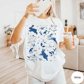 Bunnies in Space Retro Rabbit T-Shirt