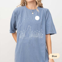 Celestial Cat Comfort Colors Fowers T-Shirt