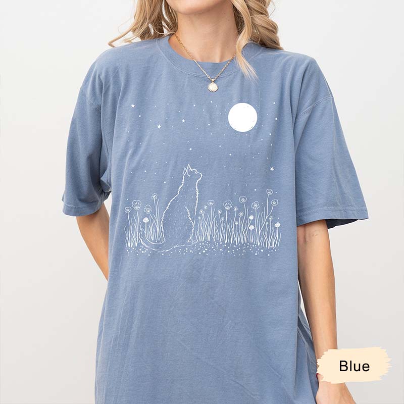 Celestial Cat Comfort Colors Fowers T-Shirt