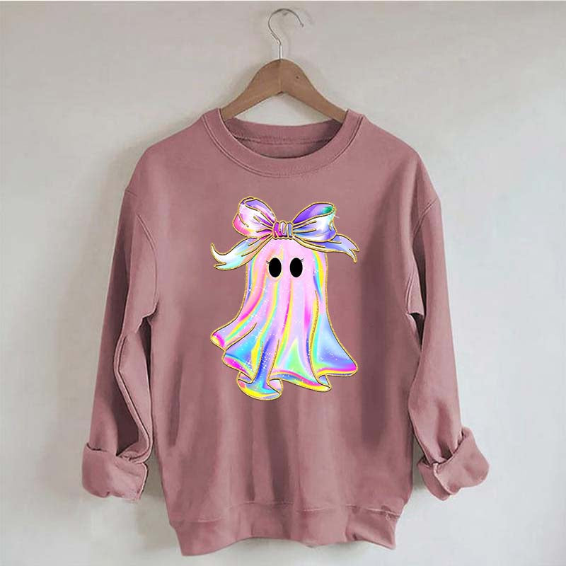 Sparkly Bow Rainbow Ghost Sweatshirt