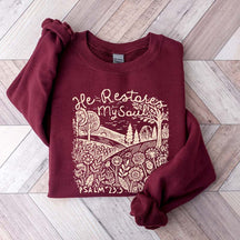He Restores My Soul Psalm Floral Vintage Sweatshirt