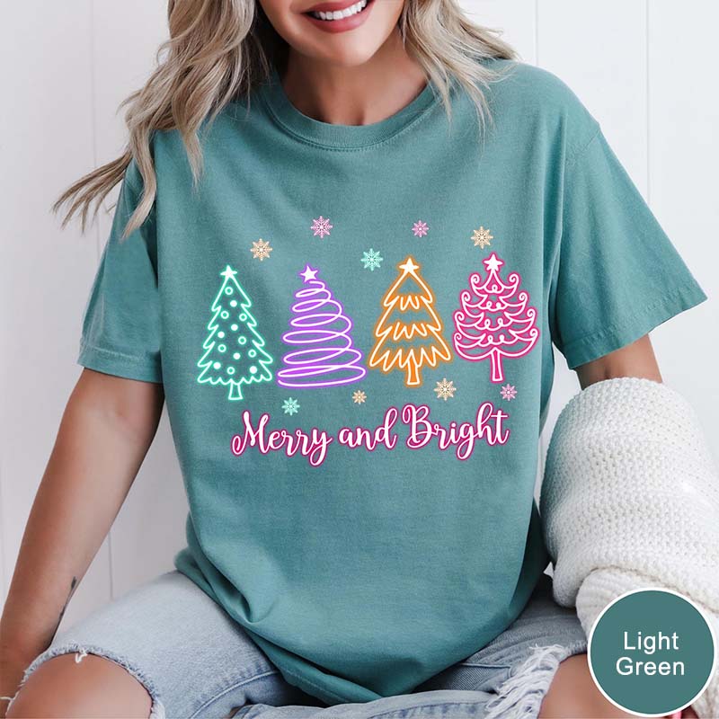 Merry and Bright Neon Christmas T-Shirt