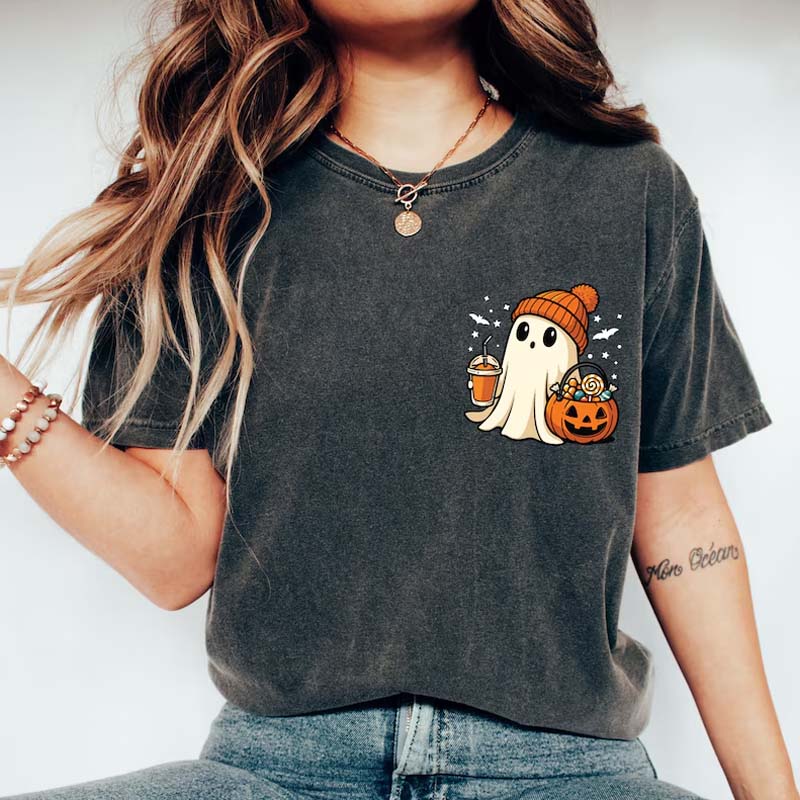Comfort Colors Pocket Ghost Pumpkin T-Shirt