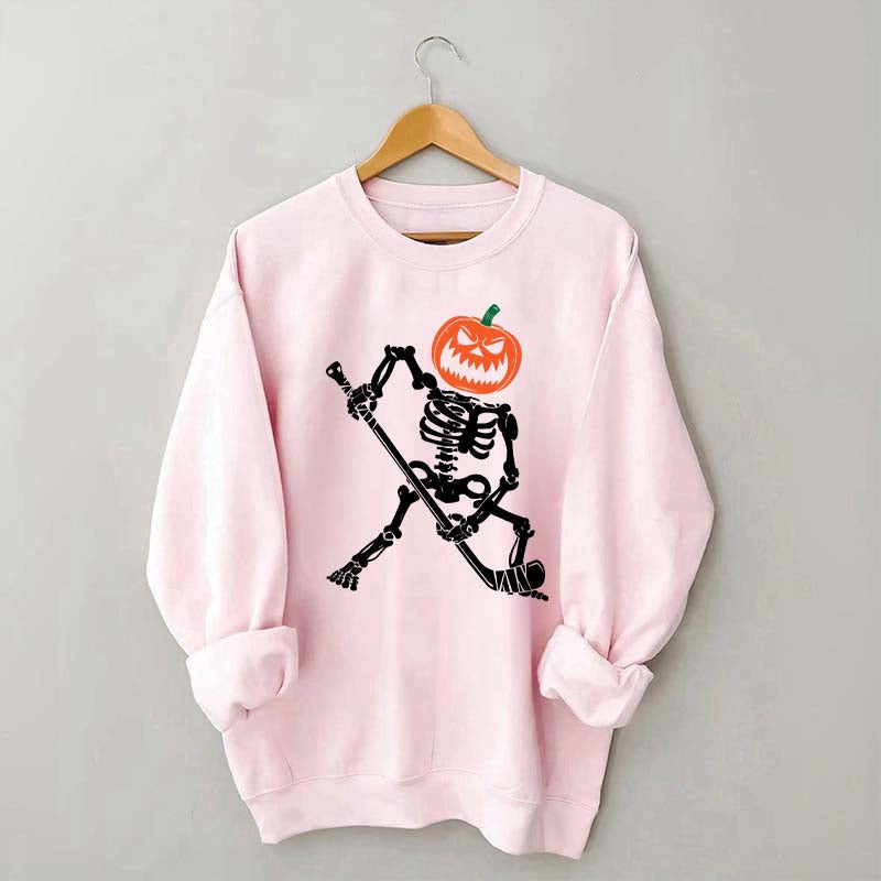 Skeleton Hockey Pumpkin Sweatshirt